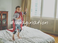 Little Kid with Imagination Word Graphic Hashtag
