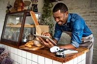 Man using digital tablet