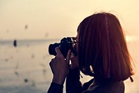 Girl with Glasses Taking Photos Camera