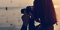 Woman Taking Snap Photo with Camera Wanderlust