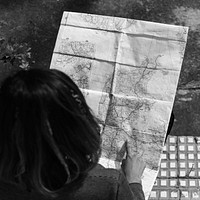 Woman Holding Map Route Travel