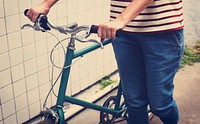 Adult Woman With Bicycle Daily Routine Lifestyle