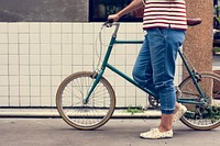 Adult Woman With Bicycle Daily Routine Lifestyle