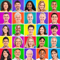 Set of diverse people's face portraits