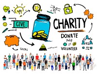 Crowd Multiethnic People Give Help Donate Charity Concept