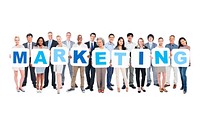 Group Of Multi-Ethnic Business People Holding Marketing
