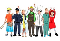 Children Wearing Future Job Uniforms