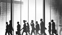 Silhouette Group People Walking Corporate Concept