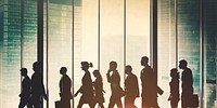 Silhouette Group of People Walking Concept