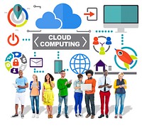 People Digital Device Global Communications Cloud Computing Concept