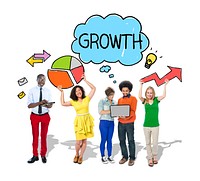 Group of People with Growth Diagrams