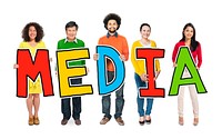 Multiethnic Group of People Holding Letter Media