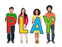 Multiethnic Group of People Holding Letter Play