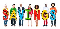 Multiethnic Group of People Holding Letter Savings