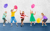 Multiethnic Children Balloon Happiness Friendship Concept