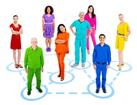 Group of Multi-Ethnic Colorful World People that are Connected