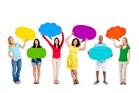 Multi-Ethnic Group of People with Speech Bubbles