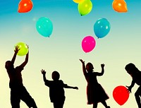 Children Kids Playing Balloons Innocence Concept