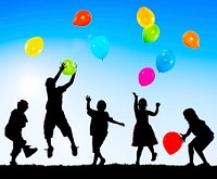Children Kids Playing Balloons Innocence Concept