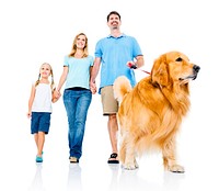 Family Petting Dog Bonding Togetherness Concept
