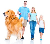 Family Petting Dog Bonding Togetherness Concept