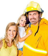 A fireman with his family