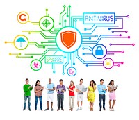 Group of People with Network Security Concept