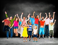 Children Celebration Jumping Ecstatic Happiness Concept