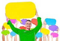 Group Of People Holding Speech Bubbles
