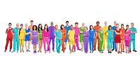 Diversity of life: Large group of diverse multi-ethnic colorful world people.