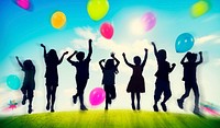 Children Outdoors Playing Balloons Togetherness Concept