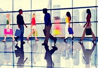 Group of Diverse People Walking Shopping Mall Concept