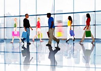 Group of Diverse People Walking in a Shopping Mall