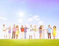 Group Of Multi-Ethnic People Social Networking Outdoors Concept