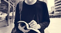 Asian Guy Making Notes Diary Notebook