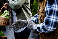 People Hands Wearing Gardening Gloves