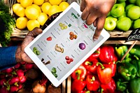 People Hands Picking Vegetable List From Tablet