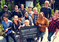 Group of Diverse People with Farmers Market Board