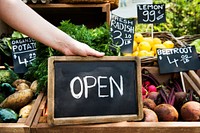 Woman owner fresh grocery organic shop