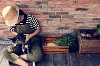 Girl Holding Cat Farmer Agriculture Natural