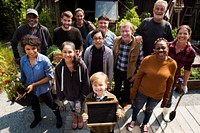 Group of diversity people with gardening
