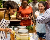 People at healthy local food festive