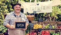 Man owner fresh grocery organic shop