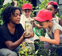 Group of Diverse Kids Learning Environment at Farm