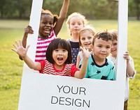 Diversity Group Of Kids Holding Frame Photo