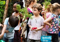 Group of Diverse Kids Learning Environment at Vegetable Farm