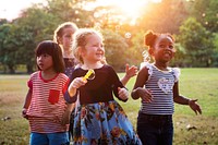 Kids having a fun time together at the park