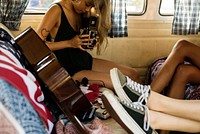 Woman Sitting with Camera Taking Snap Shoot Photo in a Van