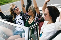 Diverse group of people enjoying a road trip and festival 