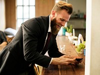 Man chilling out at coffee shop with mobile phone